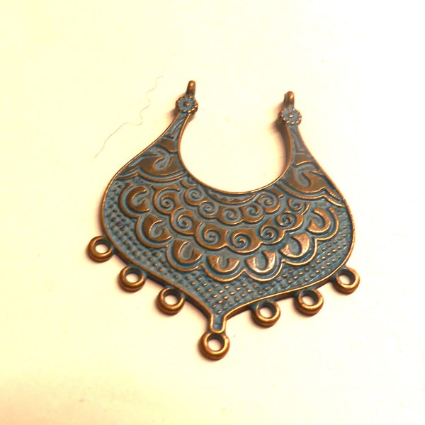 Pendentif ethnique , pendentif bohème, pour loisirs créatifs, laiton cuivré patiné, fournitures bijoux, 35 x 45 mm