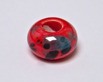 Perles céramique, forme soucoupe, rouge , noir, à la pièce