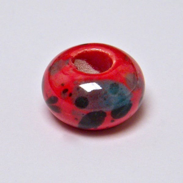 Perles céramique, forme soucoupe, rouge , noir, à la pièce