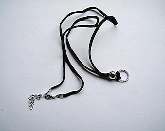 Faux suede black, ring necklace