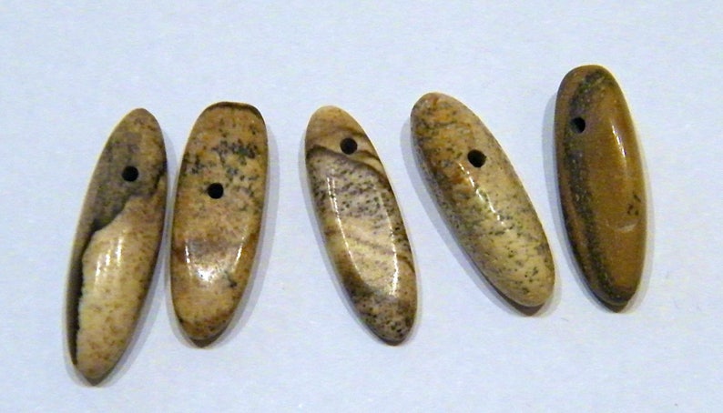 Mineral beads, Jasper, long chips, beige, Brown image 1