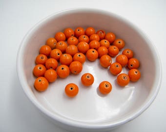 Perles verre - forme ronde - 10 mm - orange - lots de 10 - Les bijoux de Francesca