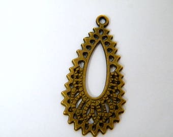 Support pendentif pour boucles d'oreilles, métal bronze, 37x20