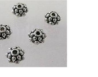 Accessoires bijoux, perles métal argenté, 6x4 mm par lots de 5 perle