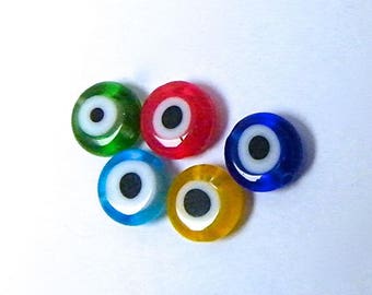 Perles rondes en verre "Eye" mélange multicolore