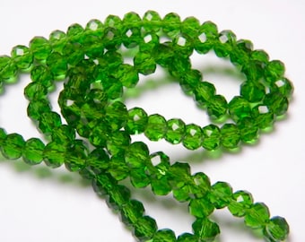 Perles cristal, soucoupes, facettes, vert cru