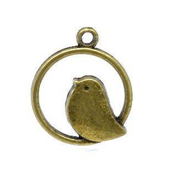 Perles Metal, Pendentif Oiseau, Laiton, Par 1