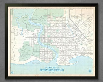 Simpsons Springfield City Vintage Plat Map 16x20 Poster