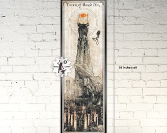 LOTR - Sauron's Tower - Barad Dur - Da Vinci Style Sketch print - 11.75x36