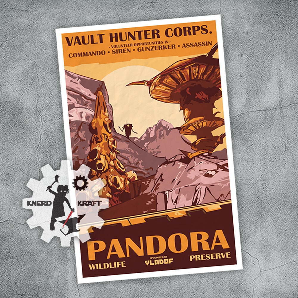 Borderlands 2 Pandora Wildlife Preserve Vintage National Park Style Posters 11x17