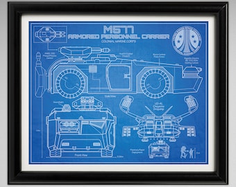 Aliens - M577 Armored Personnel Carrier - Blueprint Style Print - 8x10