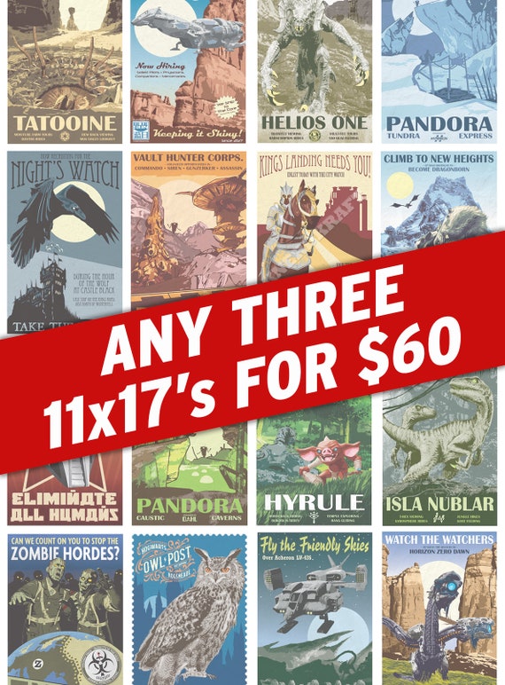 Any Three 11x17s for 60 Dollars - Etsy