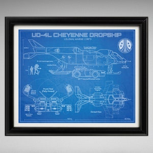 Aliens - UD-4L Cheyenne Dropship - Blueprint Style Print - 8x10 inches