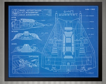 Star Wars T-47 Airspeeder - Blueprint Style Print - 8x10