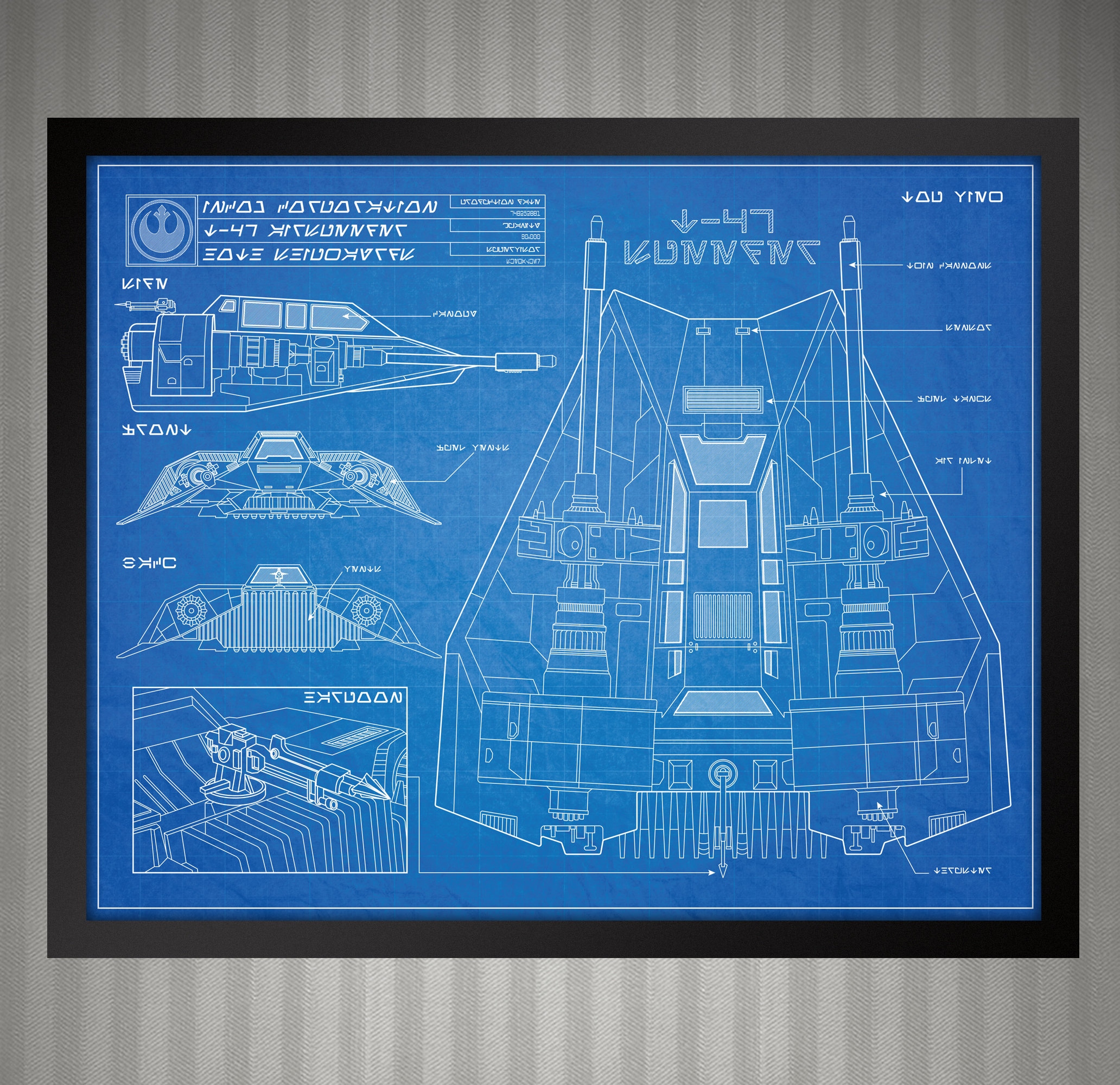 Star Wars T-47 Airspeeder Blueprint-Stil-Druck 8 x 10 | Etsy