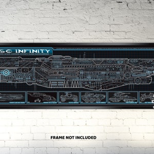 UNSC Infinity - Infinity Class Starship Schematic - Halo - 36x11.75 Print