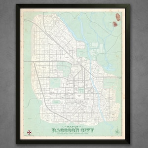 Mapa de Raccoon City Vintage Plat 16x20 Pôster