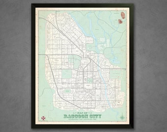 Raccoon City Vintage Plat Map 16x20 Poster