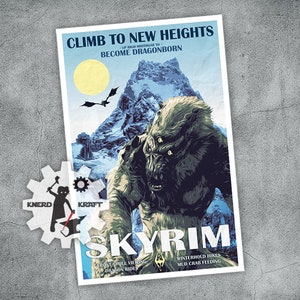 Skyrim - Werde Dracheborn - Vintage Reiseposter - 11x17