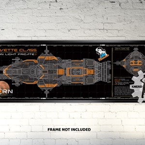 Expanse - Corvette Class MCRN Light Frigate Schematic "Rocinante" - 36x11.75