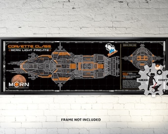 Expanse - Corvette Class MCRN Light Frigate Schematic "Rocinante" - 36x11.75