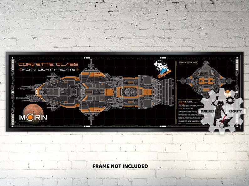 Expanse - Corvette Class MCRN Light Frigate Schematic Rocinante - 36x11.75