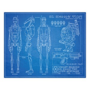Star Wars B1 Battle Droid Blueprint Style Print 8x10 inches image 2
