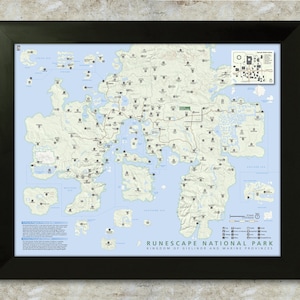 Runescape (Gielinor) National Park Style Map - Poster 16x20