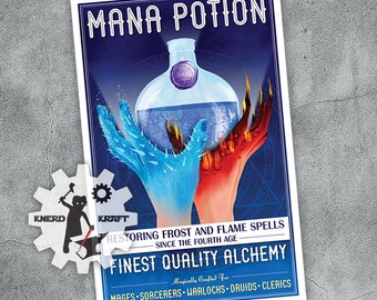 Mana Potion - Mages Guild - Vintage Advertising Poster - 11x17