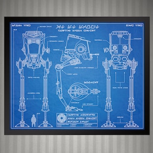 Star Wars AT-ST Scout Walker - Blueprint Style Print - 8x10