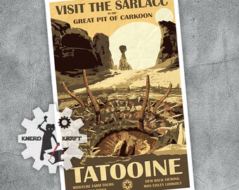 Star Wars - Tatooine Travel Poster - Visit the Sarlacc - 11x17