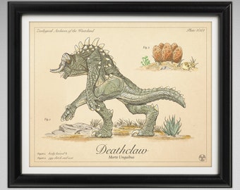 Deathclaw - Vintage Style Fallout Scientific Illustration (8x10 or 16x20 inches)