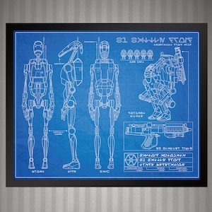 Star Wars B1 Battle Droid Blueprint Style Print 8x10 inches image 1