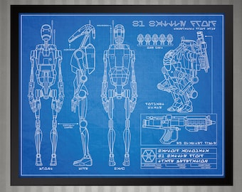 Star Wars B1 Battle Droid - Blueprint Style Print - 8x10 inches