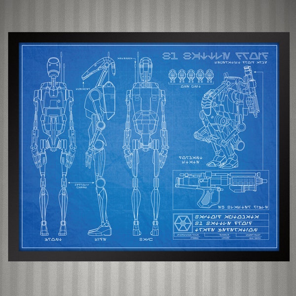 Star Wars B1 Battle Droid - Blueprint Style Print - 8x10 inches