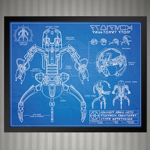 Star Wars Droideka Destroyer Droid - Blueprint Style Print - 8x10 inches
