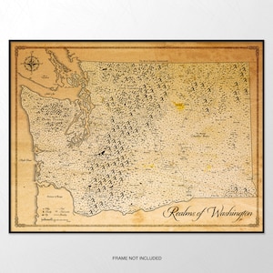 Reiche von Washington - Fantasy Weltkarte - 45x60cm