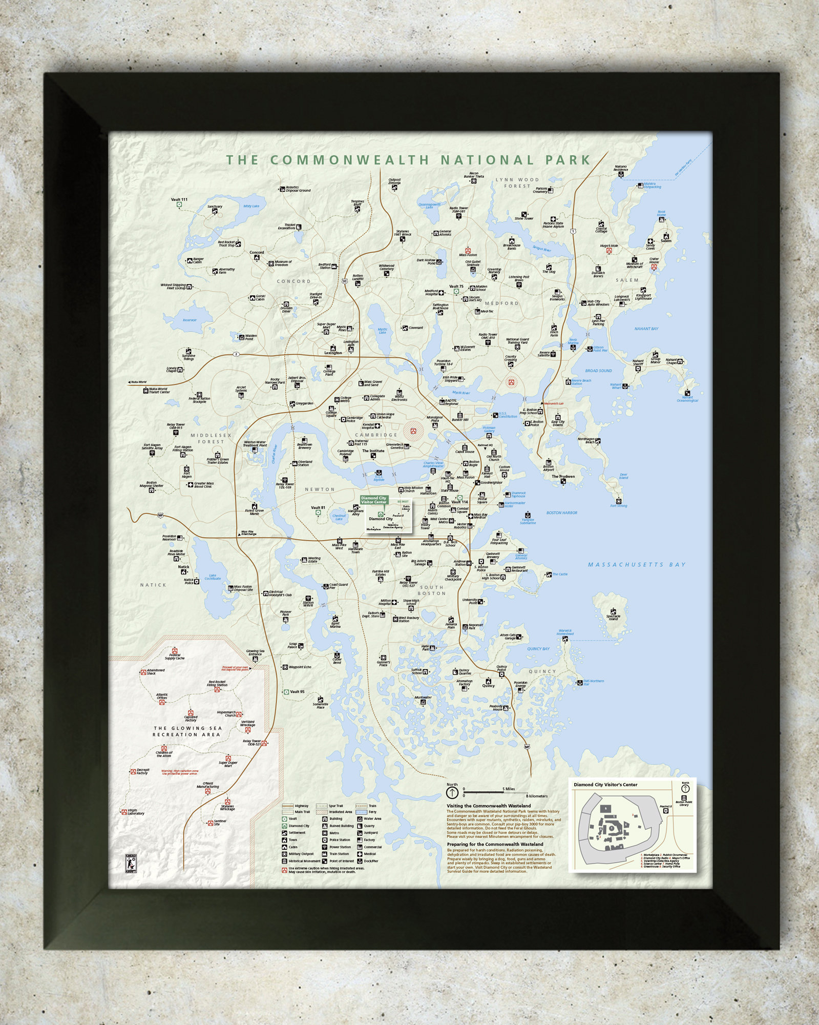Fallout 4 Commonwealth National Park Map Style Print 16x20 - Etsy