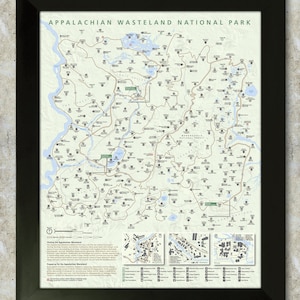 Fallout 76 - Impresión estilo mapa del Parque Nacional de los Apalaches - 16 x 20 pulgadas