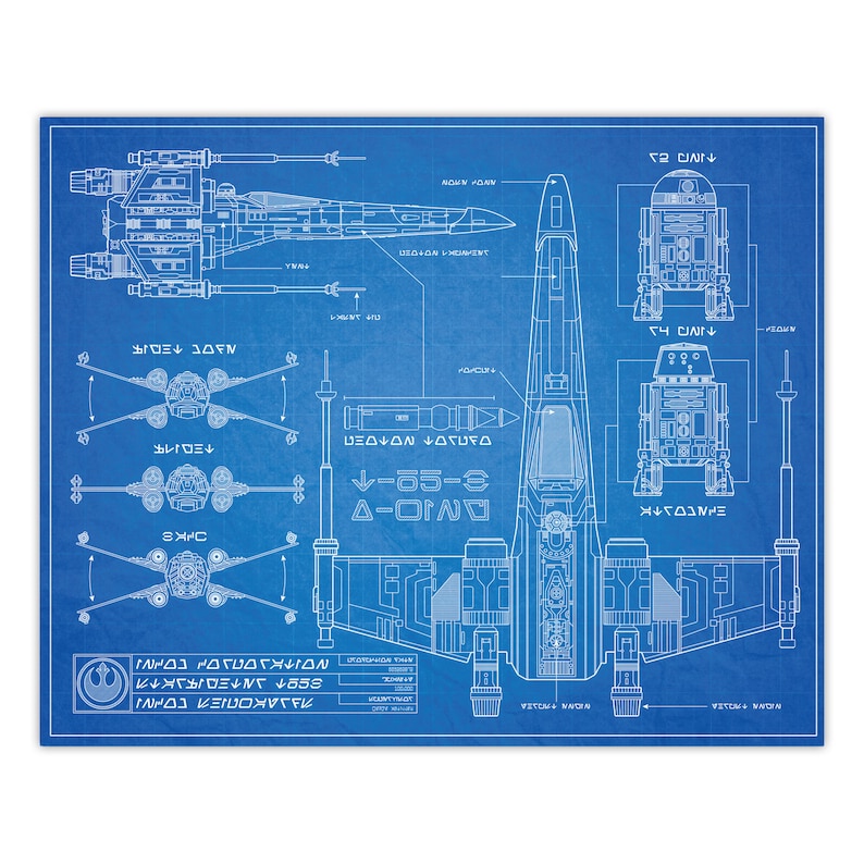 Star Wars X-Wing Fighter Blueprint Style Print 8x10 | Etsy