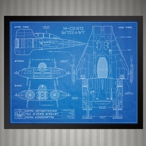 Star Wars A-Wing Fighter Blueprint Style Print 8x10 image 1