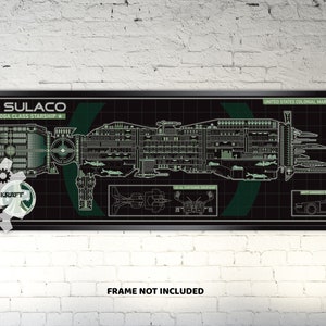 USS Sulaco - Conestoga Class Starship Schematic - Aliens - 36x11.75 Print