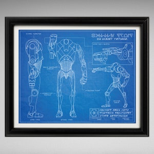 Star Wars B2 Super Battle Droid - Blueprint Style Print - 8x10 inches