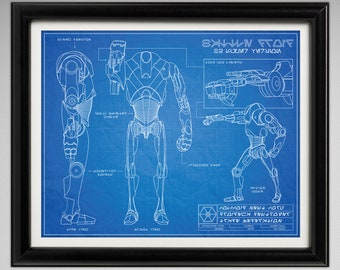 Star Wars B2 Super Battle Droid - Blueprint Style Print - 8x10 inches