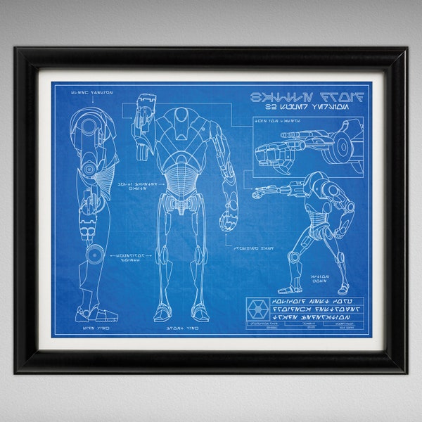 Star Wars B2 Super Battle Droid - Blueprint Style Print - 8x10 inches
