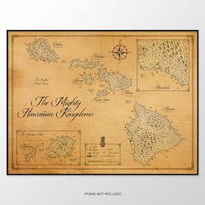 Os Poderosos Reinos Havaianos - Mapa de Fantasia - 18x24 polegadas