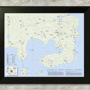 Pokemon Kanto Region - Nationalpark-Stil-Karte - 16 X 20 Print