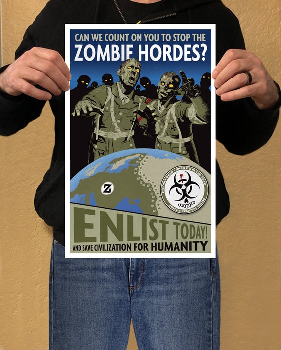 World at War Zombie Recruitment Etsy Poster 11x17 