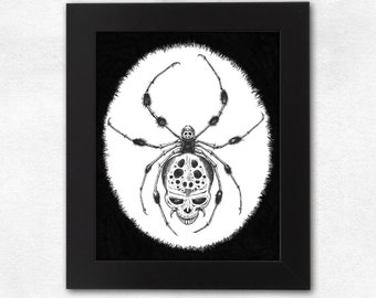 Spider Skull Horror Illustration - 8x10 print