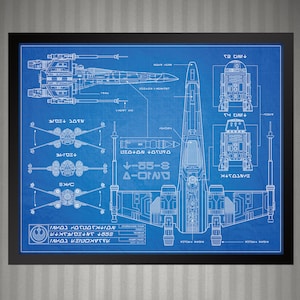 Star Wars X-Wing Fighter - Blueprint Style Print - 8x10